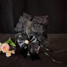 1pc Lolita Style Girl Faux Pearl Bow Lace Headband + Cute Countryside Themed Headpiece Ribbon Maid Headdress, Suits 2D Lolita Halloween