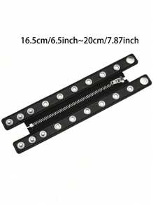 Gothic Punk Leather Bracelet Zipper Punk Rivet White Wrap Bracelets Bangle Button Black Wristband Women Fashion Accessories