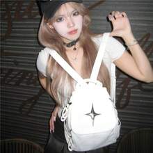 Women Shoulder Bags - 白色閃星雙肩包 - 查看 2