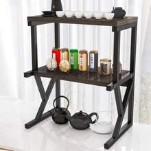 2/3 Tier Microwave Rack - Kitchen Corner Shelf For Oven, Storage Holder - Black - View 1