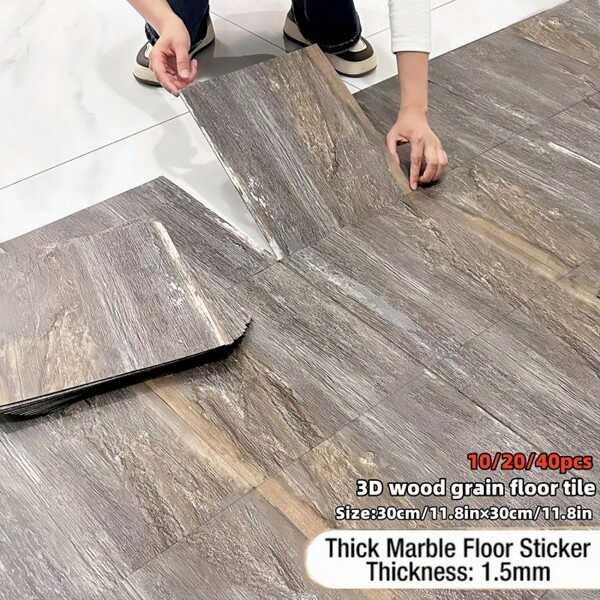 10/20/40pcs 3D Wood Grain Self-Adhesive Floor Stickers, Waterproof Wall Stickers, Vintage Anti-Slip Flooring Decals, Removable Vinyl Wall Decals, Waterproof Tile Stickers For Kitchen, Removable Bedroom Wall Decor, Countertop & Furniture Renovation, Suitable For Living Room, Bathroom, Dorm And More Indoor Spaces Floor Tiles Living Room Decor Room Decor Home Decor Wallpaper Wall Paper