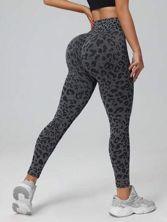 Women'S Seamless High-Waisted Yoga Leggings With Tummy Control - Stretchy Leopard Print Workout Pants For Gym, Running & Casual Wear, All-Season Comfort, Yoga Pants, Activewear Bottoms, Activewear, Flexible Material, Gym Goers, Stylish Activewear, Breathable Fabric, Fitness Enthusiasts Tights