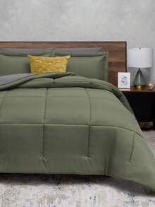 Home Elephant Edredón con Sabanas Matrimonial, King Size Dos Vistas Suave Nuevos Modelos - Verde Oliva - Ver 2