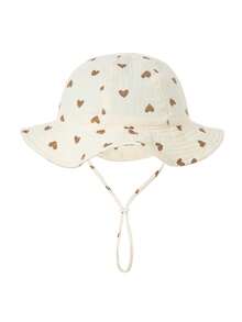 1 pieza Sombrero de cubo de algodón puro para bebé, sombrero de cubo estampado para bebé, sombrero de sol de unicolor unisex - Multicolor - Ver 4