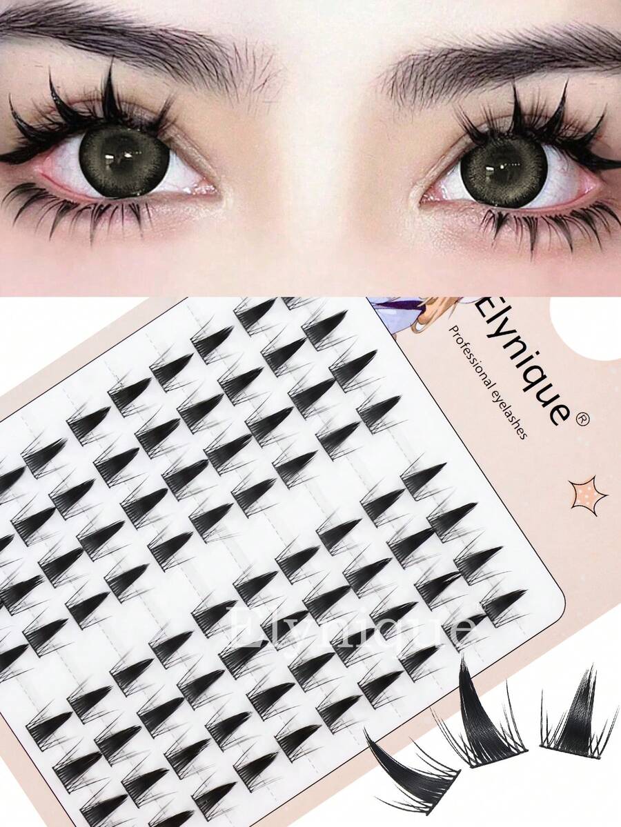 Elynique 80pcs Fluffy Lash Clusters False Eyelashes Natural Soft Manga False Eyelash C Curly Easy To Wear And Paste Enlarged Eyes Lifting Eye Tail Makeup Essential False Eyelash Lash Clusters, Eyelash Clusters, Individual Eyelashes, Lashes, Fake Lashes