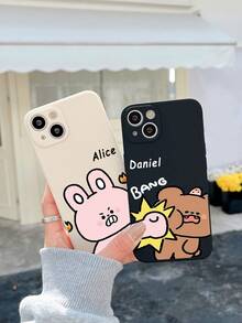 1 Ốp lưng điện thoại siêu mỏng in tên lễ Phục sinh tùy chỉnh, họa tiết gấu thỏ, tên tùy chỉnh, tương thích với Samsung A32/A52 và Apple 17ProMax/16ProMax 15 14 13 12 11 XR, trong suốt, thời trang, dễ thương, tối giản, ốp lưng điện thoại phù hợp, tùy chỉnh cá nhân, độc đáo, quà tặng ngày lễ tình nhân cho bạn gái, bạn trai - màu đen - Xem 3