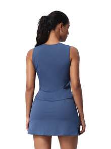 MathCat 2 Piece Tennis Skirt Set For Women Tennis Skirt Sets Athletic Workout Dress Tank Top Golf Outfits - 海軍藍色 - 查看 3