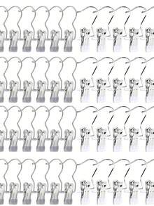 10/30/40 Pieces Of Stainless Steel Clothes Clip, Simple Stainless Steel Hook Clip,Stainless Steel Clips,Back To School Must Haves,Laundry Pegs With Hooks,(Coat) Hanger,Interior ,Portable Hanging Clothes Clip, Wardrobe Storage Racks, Clothes Hangers Easter Decorations, Mother's Day Clothing Spring Decorations, Holiday Decorations,Hanger Dress Pants Shoes Jeans Boots Skirt - 彩色 - 查看 37