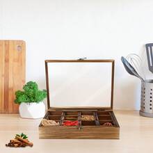 Miumaeov 12 Compartment Wooden Spice Box Retro Kitchen Organizer For Tea Spices 12 X 45ml Pine Wood Storage - Brown - View 7