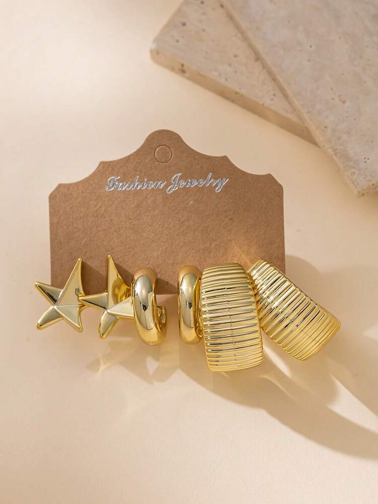 2-18 piezas Pendientes de mujer con elementos de estrella de mar y concha, elegantes y de moda, aptos para uso diario durante todo el año - Dorado - Añade 7
