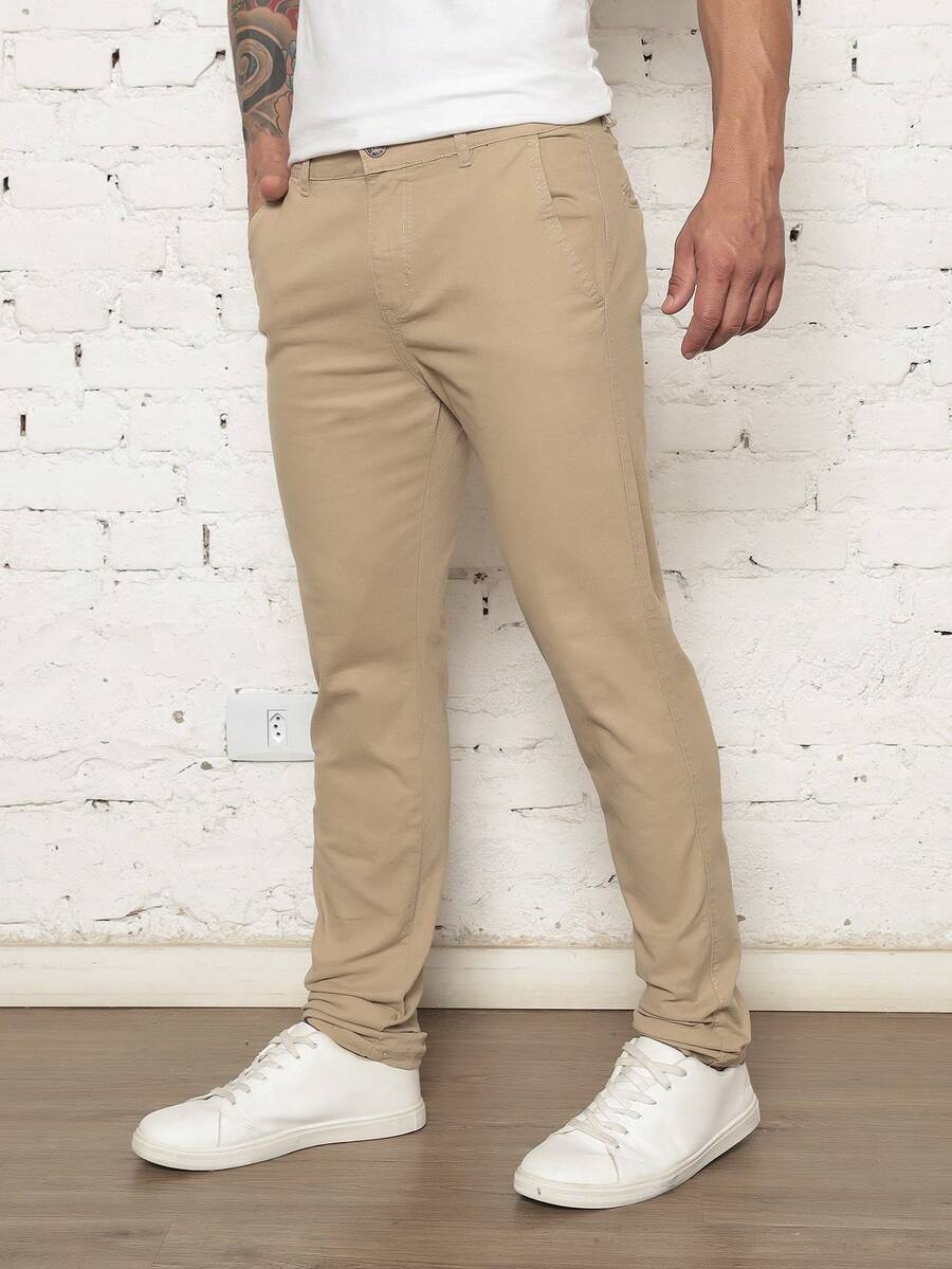 Men's Tailored Twill Trousers, Sporty Fine, Knife Pocket, Built-In Pocket - CAQUI - Xem 1
