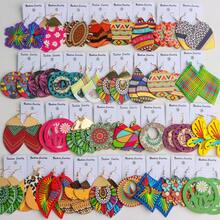 12 对/包时尚优雅的波西米亚风格彩色几何木质耳钉，男女皆宜，随机设计，适合日常佩戴、派对、珠宝礼物 - 12對彩色木頭耳鉤混 - 查看 13