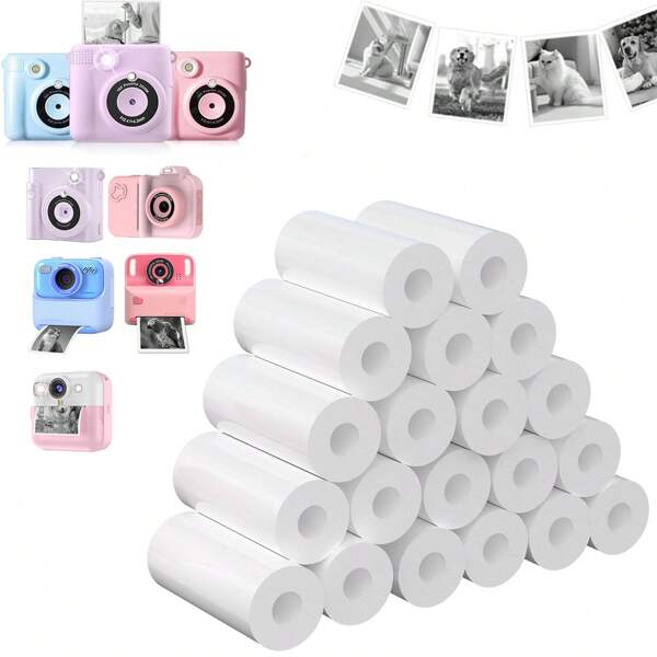 Set Of 5, 10, Or 20 Rolls Of White Instant Print Camera Paper For Most Instant Photo Printers. High-Definition Photo Printing Paper.
