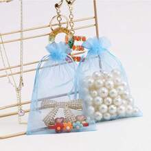 50pcs Light Blue Transparent Organza Bags, Assorted Size Mesh Bags, Drawstring Gift Bags, Candy & Jewelry Pouches, Wedding Favor Bags, Christmas Gift Packaging Bags - Multicolor - View 3