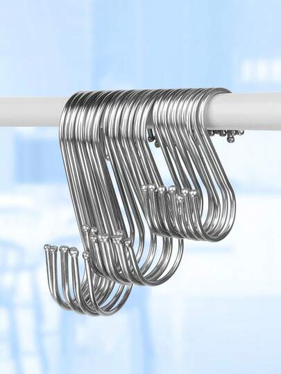 5/10 piezas Ganchos en S de acero inoxidable extra grandes y de gran resistencia - Solución de suspensión multiusos para la cocina, ropa, plantas, toallas y herramientas de jardín con bucles seguros