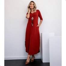 Long Dress 3/4 Sleeve Comfy Fashion With Pocket - 查看 2