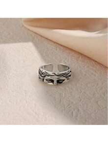 1pc Retro Half Face Ring, Exaggerated & Chic Style, Minimalist Design - Multicolor - View 11