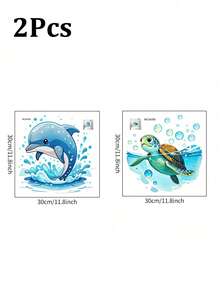 Cute Dolphin Sea Turtle Toilet Tank Sticker, Bathroom Decal Accessories, Floral Toilet Tank Decals, Home Room Decoration, Stickers, Wall Decal, Vinyl Decal For Home Decorations, Spring Decoration Items Refresh Your Home, Stickers Gifts Birthday Graduation Wall Decor Bathroom Decor Bedroom Decor Room Decoration Stuff Living Room Decor House Decor Home Decor Living Room Wall Art Wall Paper Personalised Stickers - Multicolor - View 16