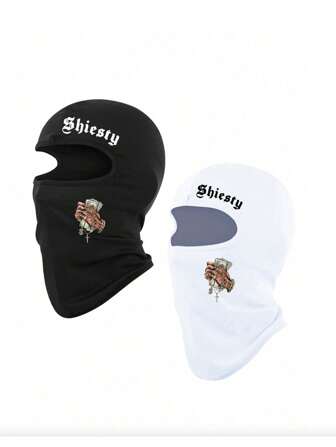 2pcs/1pc/3pcs Letter And Holding Money In Hand Print Ski Mask Balaclava Face Mask For Men Women UV Protection Windproof Scarf For Snowboard Motorcycle