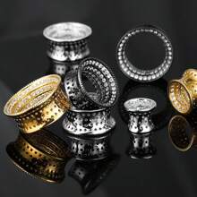 1PC Saddle Fit Sparkling Luxurious Round Ear Gauges Tunnels Expander Stretcher Piercing Women Body Men Jewelry New Arrival Gift