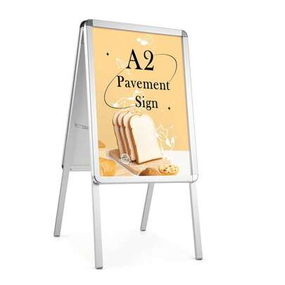 A2 Poster Display Stand, Dual-Sided Board Sign, A-Board Sign Display With Double Aluminum Sided Poster Holder For Shop Advertising - Ideal For Indoor Use
