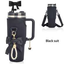 40 盎司可调节肩带便携式水瓶架，与 兼容，适用于 40/30 盎司带手柄的玻璃杯，配有可调节肩带，适合徒步旅行、露营、商务旅行和办公室工作