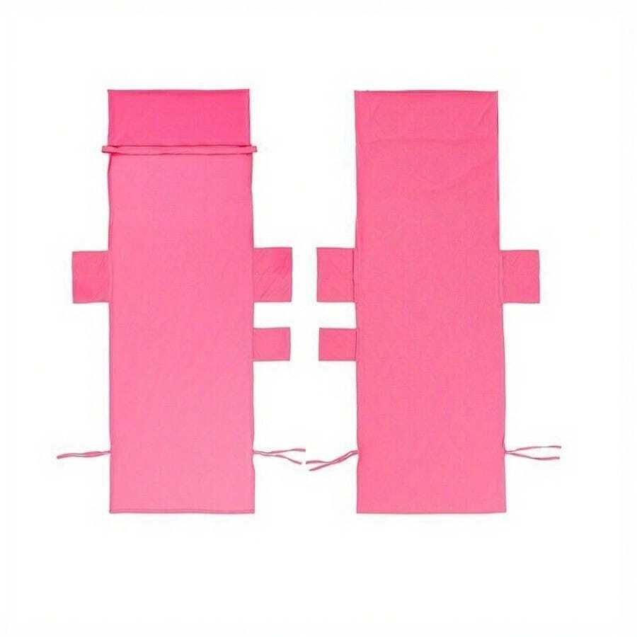 Beach Chair Cover Microfiber Holiday Sunbed Lounge Towel Cover Storage Pockets - Rose Red - View 1