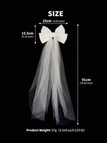 1 chiếc kẹp tóc ren nơ lớn cho nữ, phụ kiện tóc mạng che mặt cô dâu thời trang mùa thu cho nữ, phụ kiện ngày Valentine. - trắng - Xem 7