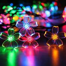 And Worry Free! Solar Cherry Blossom Light String, No Wiring Or Plug In, Automatically Senses To Light Up When It Gets Dark, Outdoor Courtyard Decoration Atmosphere