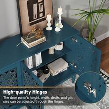 63'' Mid Century Vintage Sideboards Buffets Cabinet With 4 Doors Storage For Kitchen Dining Room, Blue - Blue - View 8