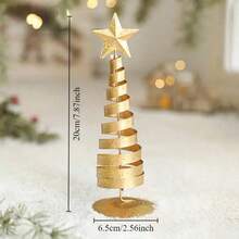 1PC,Gold Mini Wrought Iron Christmas Tree, Mini Star Metal Christmas Tree, Tabletop Christmas Tree Decoration For Christmas Party, Home Decoration, Gifts