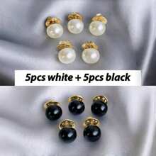 10/50 件女式衬衫胸针纽扣和收纳盒,可拆卸无缝纽扣别针,迷你胸针,适用于女式毛衣、披肩、连衣裙、婚礼 DIY 项目 - 黑色 - 查看 19