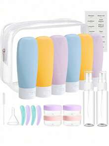 20pcs Travel Bottles Set, TSA Approved Leak Proof Toiletries Containers For Shampoo, Conditioner, Lotion, Shower Gel - Refillable Portable Travel Accessories For Makeup Bags & Liquids For Bathroom For Travel For Outdoor For Business Leakproof