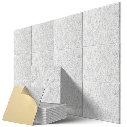 12 Pack Self-Adhesive Acoustic Panels, 30X 30 X 0.9cm High-Density Polyester Sound Proof Foam Panels For Walls, Soundproof Wall Panels For Home & Office (Sliver Gray)