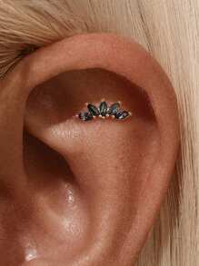 1 件装小巧天然苔藓玛瑙平背耳钉 925 纯银螺丝耳钉耳钉耳钉耳屏软骨穿孔珠宝女士礼物