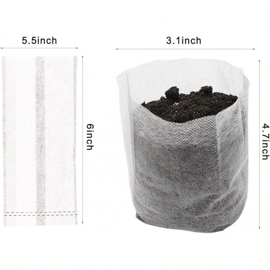 100Pcs 5.5*6 Inch Plant Nursery Bags, Non-Woven Seedling Bag  Fabric Nursery Planting Bag For Fruit Vegetable Sapling Garden Flower Seed CulturingTransplant Supply (100, 5.5*6inch)