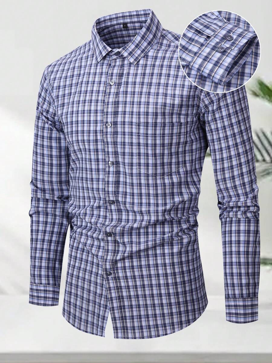 Luxury Wingtip Collar Dress Shirt For Groom, Stretch Comfort Fit, Wrinkle-Free & Breathable Fabric, Self-Tie Bow Tie, Black Tie Wedding & Gala Essentials - Lưới mịn màu xanh đậm - Xem 1