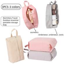 3pcs Minimalist Travel Underwear & Socks Organizer Bags - Portable, Secure Storage For Dorms And On-The-Go, Essential Small Item Pouches, Durable Chemical Fiber Material, Lightweight And Compact Design For Easy Packing, Dorm Room Organizer|Compact Organizer|Lightweight Storage, Luggage For Travel Closet Organization And Storage Clothes Organizer Bedroom