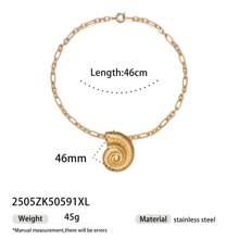 1pc Fashionable Luxury 18K Gold Stainless Steel Sea Conch, Starfish And Sun Pendant Necklace, Versatile Accessory For Women
