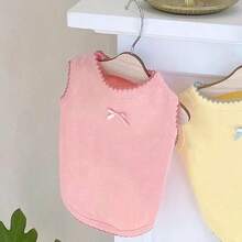 宠物背心，可爱马卡龙无袖上衣，纯色，柔软透气，适合泰迪犬、博美犬、比熊犬、小型犬和猫咪，黄色、粉色，春夏款 - 粉色 - 查看 11