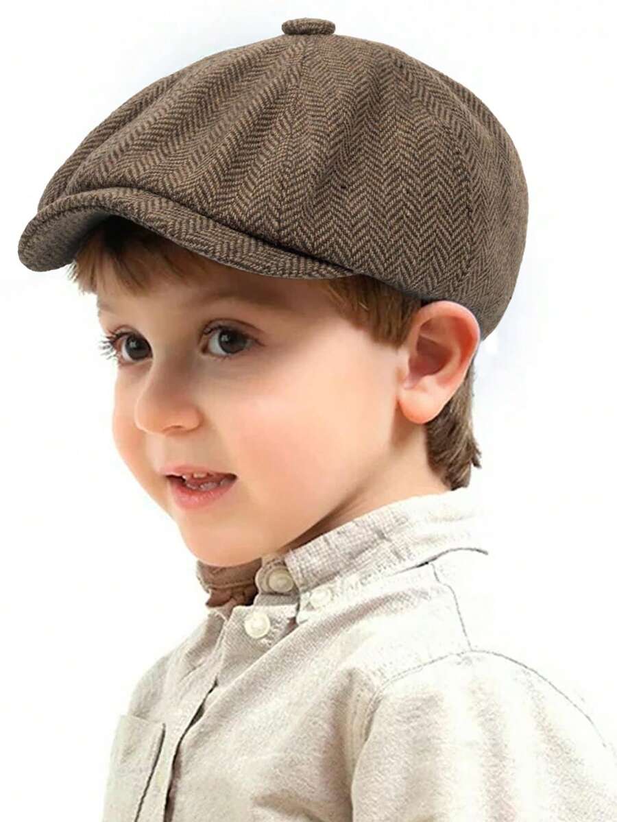 YIYIQCSJ 1 chiếc mũ nồi len unisex - Mũ nồi vải tweed cổ điển, kiểu dáng bằng phẳng, phù hợp cho trẻ sơ sinh và bé gái dự tiệc (7-9 tuổi) (Lưu ý: Kích thước lớn) (Chu vi vòng đầu 50-58cm) - Nhiều màu - Xem 1