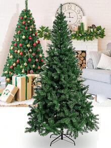 6ft Pre-Lit Artificial Christmas Tree - 650 Branch Tips With Foldable Metal Stand For Indoor/Outdoor Holiday Decor - màu xanh lá - Xem 2