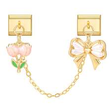 1pc Multifunctional Modular Jewelry Set - Golden Pendant Bracelet, Ring, Anklet, Floral, Star, Bow, Cherry Elements, Lightweight Luxury Design, Freely Combinable