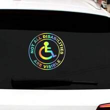 1pc Not All Disabilities Are Visible Car Stickers Car Doors And Windows Decoration Car Accessories Vinyl Decal - Multicolor - View 6
