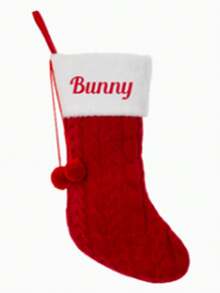 1 szt. Spersonalizowana skarpeta świąteczna z haftowanym imieniem, w stylu vintage, z mieszanki bawełny, w kształcie buta, z pętelką do zawieszania, świąteczna torebka prezentowa do dekoracji kominka