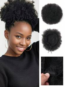 8 Zoll Afro Puff Haarverlängerung mit Zugband für Frauen, blau, pink, burgunderrot, dunkelbraun, schwarz, kurze synthetische Dutt Haarverlängerung, synthetisches Gewebe Haar, Afro lockiges Haar Dutt, Hochsteckfrisur Pferdeschwanz, synthetische hitzebeständige Perücken für Alltag, Party, Cosplay - Verschiedenfarbig - Übersicht 15