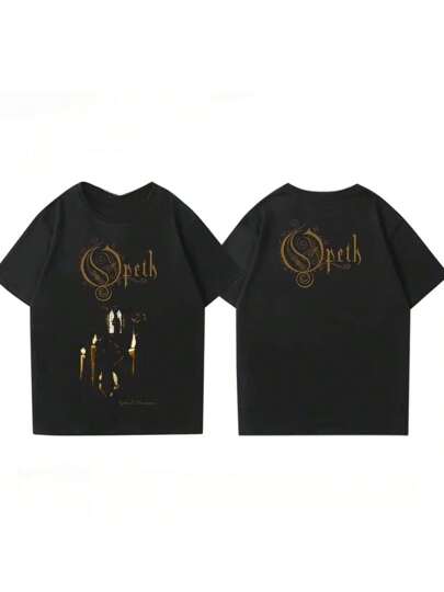バンドT Opeth プログレッシブメタルバンド Tシャツ デスメタル ヴィンテージプログレッシブデスメタルバンドプリント Tシャツ