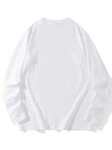 Women's Loose Fit Cartoon Print Long Sleeve Cotton T-Shirt, Versatile For Spring And Autumn