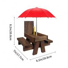 Pet Feeding Station Natural Solid Wood - Anti-Slip Anti-Splash Auto Feeder For Squirrels & Birds - Multicolor - View 3