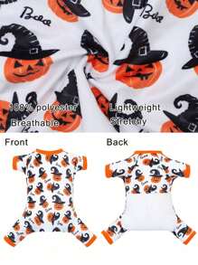 1pc Halloween Pumpkin Witch Hat Print Pet Four-Legged Clothes, Cute For Dogs And Cats, Holiday Party Cute Pet Dress-Up Autumn And Winter Warm Clothing